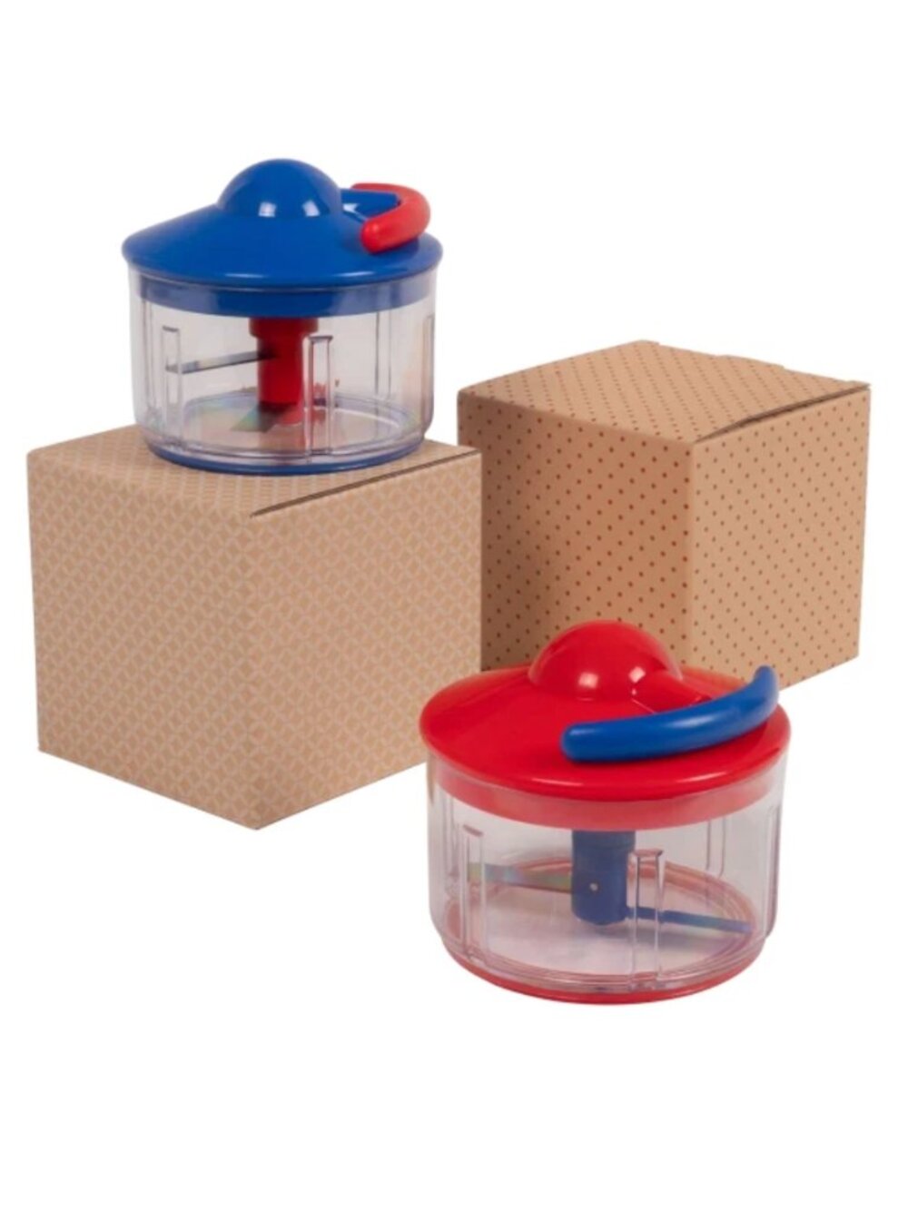 Kuhn Rikon 2-Cup Pull Chops Set of 2 with Gift Boxes RED/BLUE K48049 NEW